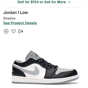 Nike Jordan 1 Low Shadow Size 7Y/Women’s 8.5